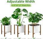 Airpark Plant Stand Indoor Adjustable, Metal Modern Plant Stand, Heavy Duty Stable Plant Pot Flower Holder Indoor Outdoor Corner, Fit 8 9 10 11 12 inch Pots, Dark Brown (Pot & Plant Not Included)