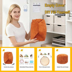 Handmade Unstuffed Ottoman Pouf Cover – Versatile Storage Footstool & Floor Pouf for Living Room, Bedroom, or Wedding Decor | 20" Diameter x 14" Height | Filler Not Included (Burnt Orange)