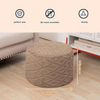 Fluffy Round Ottoman Pouf with All-in-One Foam Filling 20" x 14" Furry Ottoman Foot Rest Foot Stool for Living Room or Bedroom (Light Coffee)