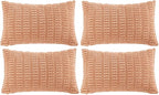 Fancy Homi 4 Packs Peach Decorative Throw Pillow Covers 16x24 Inch for Living Room Couch Bed, Rustic Modern Farmhouse Boho Home Decor, Soft Plush Corduroy Cute Square Accent Cushion Case 40x60 cm