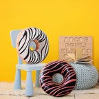 HYSEAS Round Throw Pillow 14 Inch Chocolate Pink Donut, 2 Pack 3D Digital Print, Decorative Plush Funny Food Shaped Seat Cushion, for Couch, Chair, Floor, Sofa