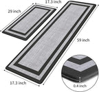 Mattitude Kitchen Mats Set of 2 Cushioned Rugs Anti-Fatigue Mats for Kitchen Floor,Waterproof Non-Slip Mats and Rugs Set for Office,Floor,Laundry 17.3"×29"+17.3"×59",Black
