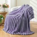 NEWCOSPLAY Super Soft Twin Blanket Lavender Premium Silky Flannel Fleece 3D Ribbed Jacquard Lightweight Bed Blanket All Season Use (Lavender Ribbed, Twin(60"x80"))