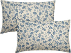 Light Blue Floral Pillow Covers 12x20 Set of 2 Vintage Rustic Old Style Cute Small Flower Blue Cream Print Decorative Outdoor Pillowcases Farmhouse Throw Cushion Case Decor for Couch Sofa Bed