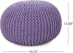 Christopher Knight Home Belle Knitted Cotton Pouf, Lavender