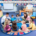 Tinideya 12 Pcs Kids Carpet Circle Seats for Class 16 Inch Round Classroom Rug Floor Cushions Soft First Day of School Educational Mat Non Slip Back to School Learning Playing Areas(Motivational)