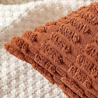 MIULEE Pack of 2 Dark Rust Corduroy Decorative Pillow Covers 16x16 Inch Soft Boho Striped Throw Pillow Covers Modern Farmhouse Home Decor for Summer Sofa Living Room Couch Bed