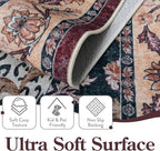Moynesa Leopard Washable Area Rugs 8x10, Large Boho Rugs for Living Room, Vintage Non Slip Dining Room Rugs for Under Table, Ultra Thin Soft Floor Carpet for Office Bedroom, Puce Red