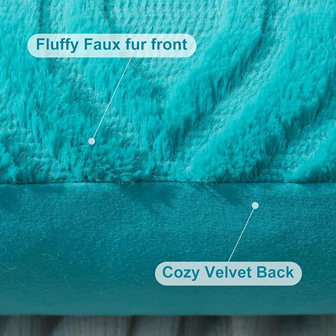 decorUhome Cozy Textured Euro Sham Throw Pillow Covers 26x26 Inch Set of 2, Soft Plush Faux Wool Turquoise Accent Couch Pillow Covers for Modern Farmhouse Sofa Bed Living Room