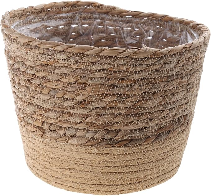 Straw Weaving Flower Plant Basket Grass Indoor Outdoor Garden Container for Plantable Bonsai Decoration
