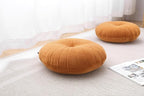 Floor Pillow Meditation Cushion Round Large Floor Pillows Seating for Adults, Velvet Thick Floor Cushions for Yoga Living Room Balcony Outdoor Tatami 18inches（Caramel）