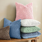 decorUhome Cozy Textured Throw Pillow Covers 18x18 Inch Set of 2, Soft Plush Faux Wool Pink Accent Couch Pillow Covers for Modern Farmhouse Sofa Bed Living Room
