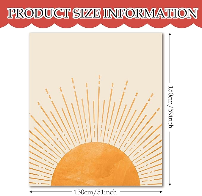 Boho Throw Blanket - Sun Blanket, Sunset Decorative Throw for Bed Couch Sofa, 50x60 Inches