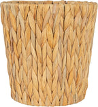 Household Essentials Handwoven Round Water Hyacinth Waste Basket with Plastic Liner, Natural