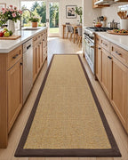 DEXI Jute Hallway Runner Rug 3x12, Woven Braided Natural Fiber Non Slip Runner Inside, Farmhouse Runners Carpet Indoor for Entryway Kitchen Luandry, Natural/Brown