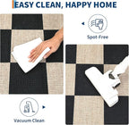 GarveeHome Checkered Easy Jute 3x5 Entryway Rug Machine Washable Outdoor Patio Rug Non-Slip Backing Checkerboard Black Indoor Outdoor Carpet for Hallway Bathroom Kitchen Bedroom