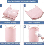 80L Extra Large Pink Hamper Laundry Basket for Baby Girls Tall Nursery Hamper for Kids Woven Rope Clothes Basket for Little Girls Room Bedroom Light Pink Kawaii 16"D x 22"H