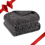 Superior Fleece Boho Jacquard Blanket, Decorative Blankets for Bedroom, Sofa, Fuzzy, Plush, Fluffy, Soft, Cute Room Decor, Beautiful Cover, Comfort Essentials, Arctic Collection, King, Charcoal