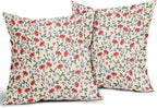 4th of July Floral Pillow Covers 16x16 Set of 2 Vintage Rustic Old Style Navy Blue Red Green Flower Print Decorative Outdoor Pillowcases Patriotic Throw Cushion Case Decor for Couch Sofa Bed