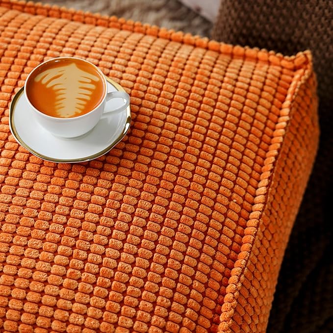 SUTAVIA Pouf Ottoman Cover Unstuffed Pouf Seat Decorative Soft Storage Bean Bag 20x20x8 Inches Square Floor Footrest for Living Room Bedroom (Burnt Orange, Square)