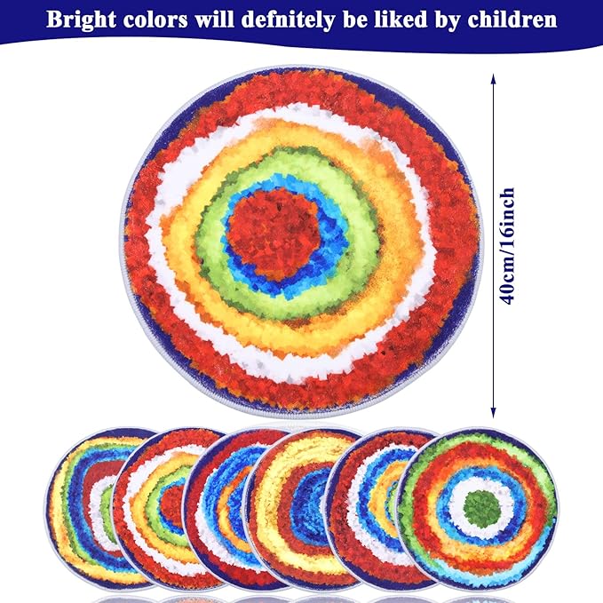 HiiARug Kids Classroom Rug Crazy Carpet Circle Seats 6pcs 16" Round Carpet Spots Soft Classroom Flexible Seat for Elementary Preschool Daycares Floor Cushions for Sitting