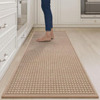 Long Kitchen Runner Rugs Kitchen Mat Non Slip Washable, Super Absorbent Soft Chenille Braided Kitchen Mats for Floor, Rubber Backing Kitchen Floor Sink Standing Mat, Easy Clean, Brown 24"x71"