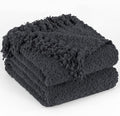 Throw Blanket for Couch, Dark Grey Luxury Knitted Throws 50"x60", Textured Blankets with Handmade Fringe Tassels for Bed Sofa Decorative, Chunky Soft Farmhouse Boho Home Decor