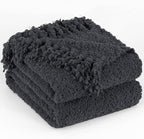 Throw Blanket for Couch, Dark Grey Luxury Knitted Throws 50"x60", Textured Blankets with Handmade Fringe Tassels for Bed Sofa Decorative, Chunky Soft Farmhouse Boho Home Decor