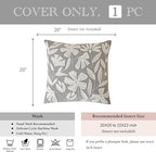 BlissBlush 20x20 Throw Pillow Cover, Square Light Gray Decorative Cushion Cover for Couch Sofa, Embroidered Velvet Farmhouse Accent Pillowcase (Cover Only)