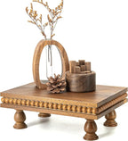 EOSAHR Acacia Wood Display Riser for Home Decor – Boho Pedestal Stand with Bead for Bathroom, Kitchen & Coffee Table, Soap Dispenser, Plants – Modern Farmhouse Apartment Essentials(Acacia Wood)