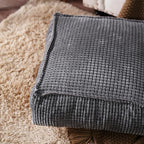 SUTAVIA Pouf Ottoman Cover Unstuffed Pouf Seat Decorative Soft Storage Bean Bag 20x20x8 Inches Square Floor Footrest for Living Room Bedroom (Dark Gray, Square)