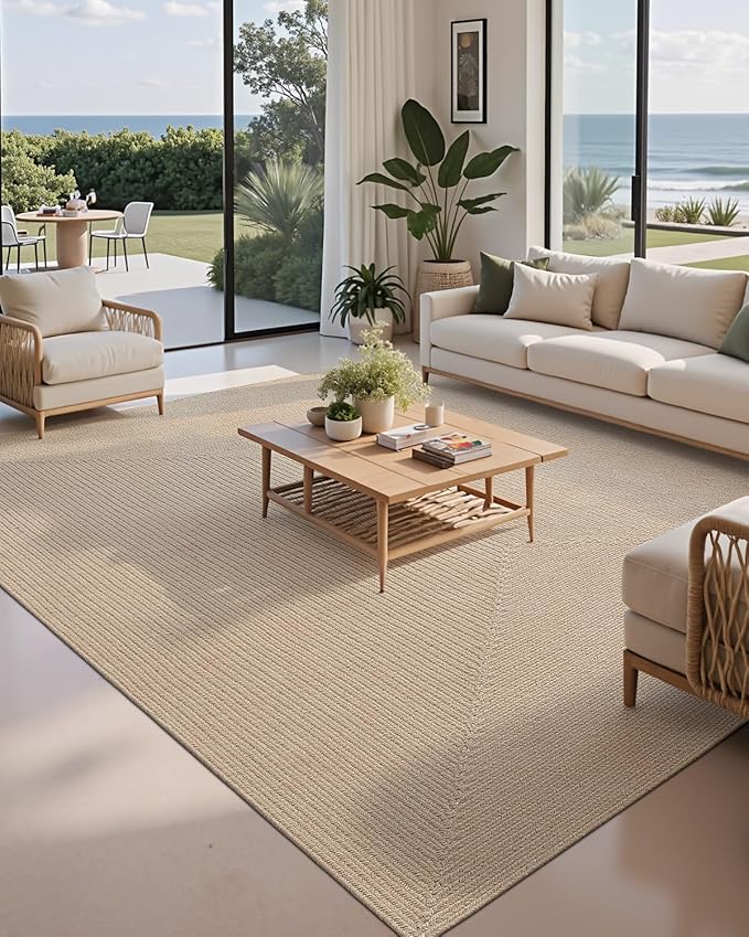 LUMI 4x6 Jute Area Rug for Living Room, Natural Handwoven Rugs Non Slip, Farmhouse Braided Carpets No Shedding for High Traffic, Dining Room, Indoor, Outdoor, Patio