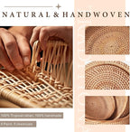10.2" Large Round Rattan Wicker Bread Basket, Natural Fruit Basket for Kitchen Counter, Hand Woven Food Baskets, Artisanal Bread Baskets for Serving, Fruit, Vegetable, Candy, Nuts, Keys, Wallets, Etc.