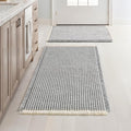 MIULEE Set of 2 Waffle Bathroom Rugs, Boho Bath Rugs Non Slip Washable, Super Absorbent Bath Mats, Ultra Soft Rubber Backed Shower Mats for Bathroom Floor, Tub, LightGrey & Cream, 17"x24"+18"x30"