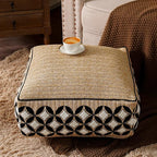 SUTAVIA Pouf Cover Ottoman Unstuffed Pouf Seat Footrest Decorative Storage Bean Bag Floor Chair for Home Decor Living Room Bedroom (White Decor, Square, 20" D x 20" W x 8" H)