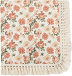 insular Cotton Muslin Baby Blanket with Tassel, Boho Bohemian Muslin Swaddle Blanket Baby Receiving Blanket with Fringe, Nursery Decor Throw or Nursing Blankets, 47" x40”, Floral&Bee