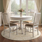 Beige Round Rugs 6ft, Low Pile Thin Circle Area Rugs for Bedroom Living Room Washable Non Slip, Vintage Medallion Distressed Neutral Round Carpet for Kitchen Dining Room