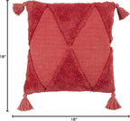 SARO LIFESTYLE Allman Collection Tufted Diamond Tassel Pillow Cover, 18", Rust