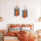 Artilady 2 Pack Macrame Sun Wall Decor Hanging Tapestry Sunshine Sunset Wall Art Set, Rustic Woven Tapestries Boho Dream Catcher Colorful Decor for Bedroom Living Room Nursery (Orange 2pcs)
