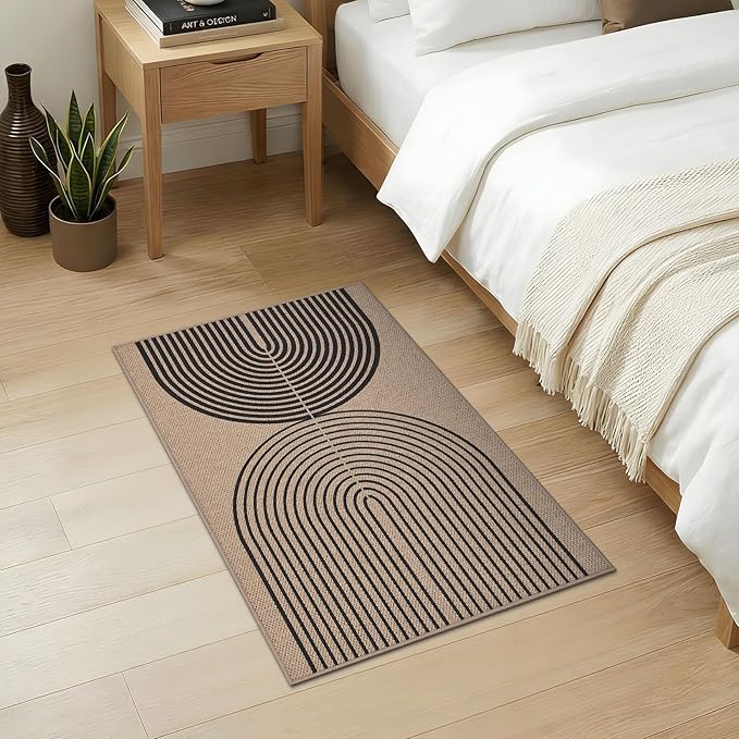 GarveeHome Modern Rainbow Easy Jute Entryway Rug 2x3 for Indoor Outdoor Front Door Mat Neutral Non Slip Non Shedding Washable Carpet Farmhouse Kitchen Mat