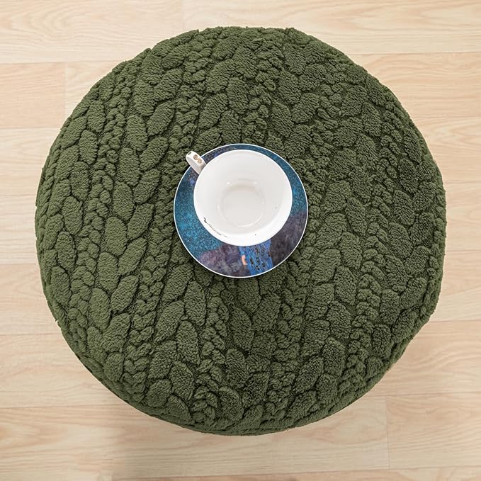 Asuprui 20x14 Inch Unstuffed Ottoman Pouf Cover – Lightweight Foot Rest, Floor Bean Bag Chair, Storage Pouf for Living Room, Bedroom & Balcony (Filler Not Included) (Green)