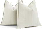 MIULEE Pack of 2 Cream White Decorative Pillow Covers 18x18 Inch Soft Chenille Luxurious Couch Throw Pillows Farmhouse Cushion Covers with Elegant Design for Sofa Bedroom Living Room Spring Decor