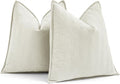 MIULEE Pack of 2 Cream White Decorative Pillow Covers 26x26 Inch Soft Chenille Luxurious Couch Throw Pillows Boho Cushion Covers Euro Shams with Elegant Design for Sofa Bed Spring Home Decor