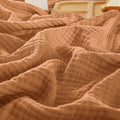 PHF 100% Cotton Muslin Blanket Queen Size 90"x90", 4-Layer Lightweight Gauze Throw, Breathable Cloud-Soft Minimalist Blanket for Bed, Couch, Camping & Baby, Caramel, Ideal Gift