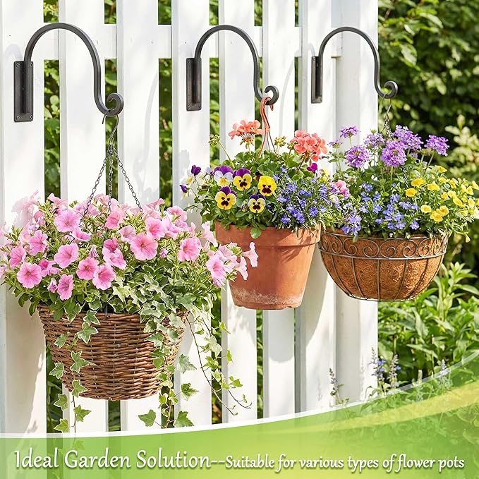 Heavy Duty Plant Hanger Bracket (8"/Black) -2 Packs, 35lbs Weight Capacity - Outdoor Hand-Forged Hanging Plant Bracket Durable and Stable Bird Feeder Hanger