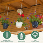 6 Pack Adjustable Macrame Plant Hanger Extender Handmade Woven Hanging Basket Extenders Connectable Rope Hanging Extension with Wooden Ring for Indoor Outdoor Plant Pot Holder
