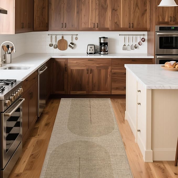 Easy Jute Rug 2x6: Indoor Outdoor Natural Boho Area Rugs for Hallway Patio Non Slip - Farmhouse Neutral Contemporary Carpet Mat for Entryway Kitchen Laundry Room Bedroom Washable