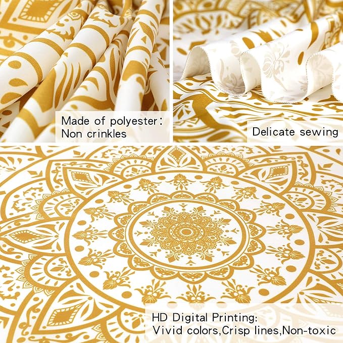 Edeesky White and Gold Mandala Tapestry Wall Art for Living Room, Bedroom Decor