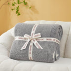 Snuggle Sac Grey Bedding Blankets Queen Size 90x90 inches, Reversible Microfiber Fluffy Fuzzy Soft Throw Cozy Knit Blanket for Women Mothers Birthday Gifts