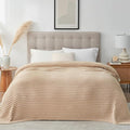 Snuggle Sac Queen Size Blanket for Bed, Soft Luxurious Bedding Blankets, Large Fuzzy Plush Microfiber Blankets, Beige, 90x90 inches